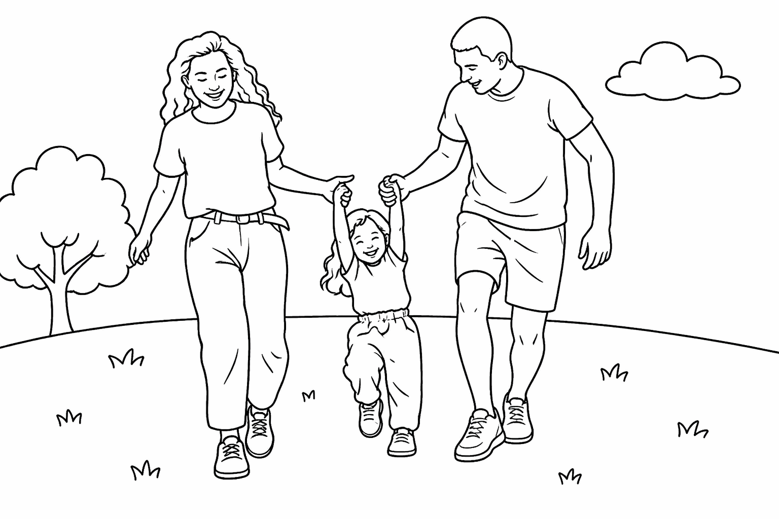 Pagină de colorat, familie